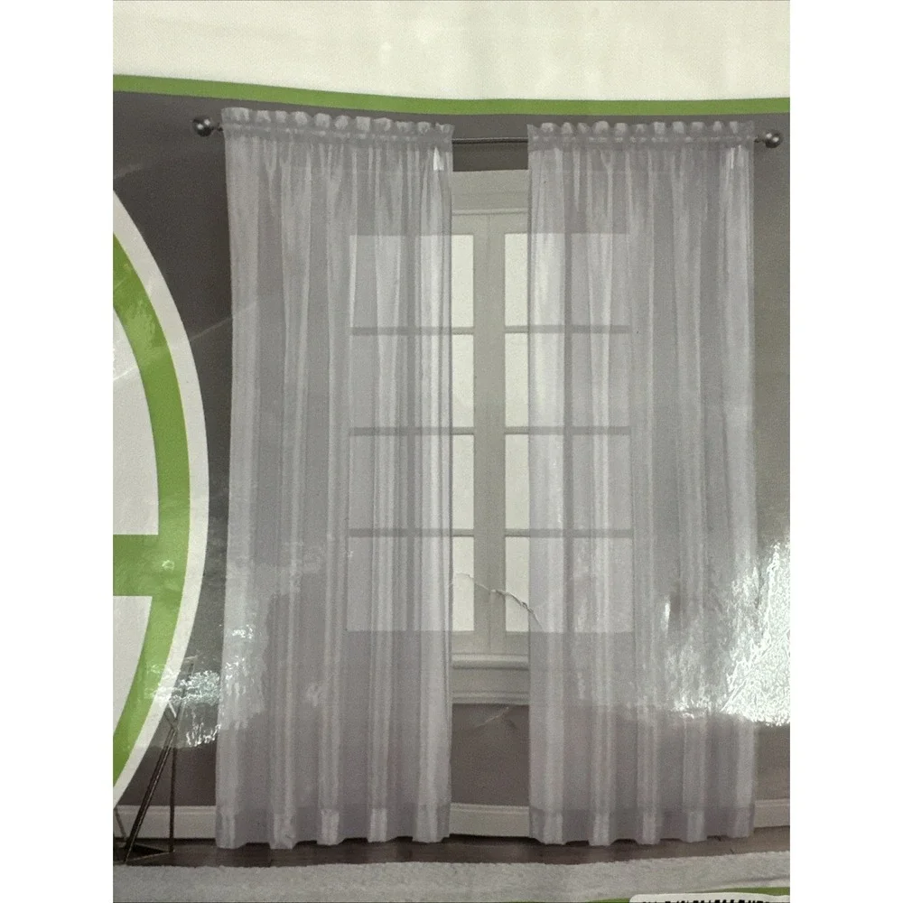 Oakias White‎ Sheer Curtains 100 Polyester 54Wx84L (Pack of 2),